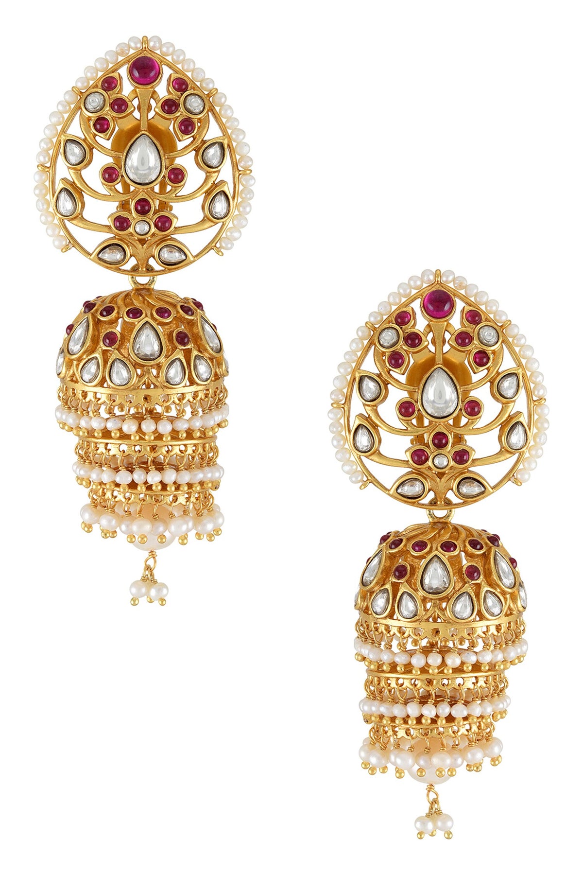 Amira Glass Embellished Jhumki Earrings 
