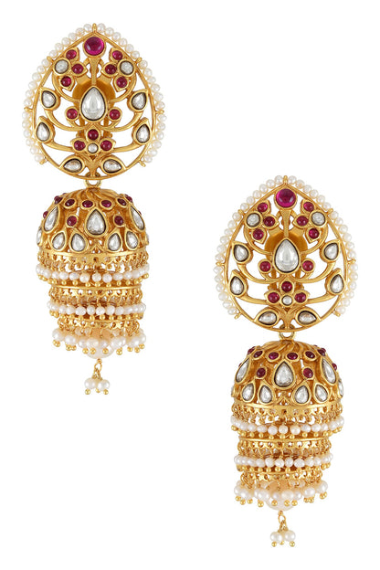 Amira Glass Embellished Jhumki Earrings 