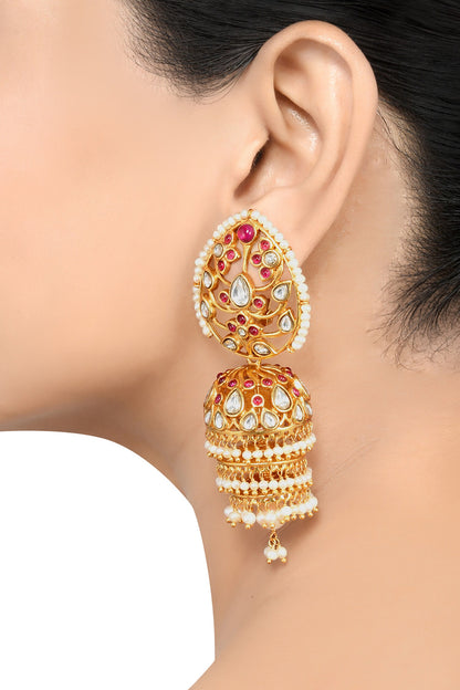Amira Glass Embellished Jhumki Earrings 