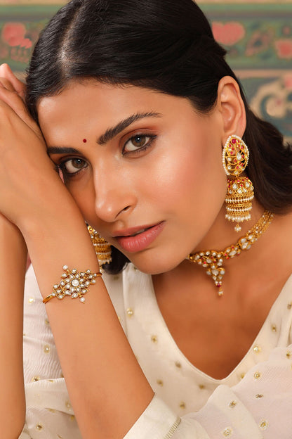 Amira Glass Embellished Jhumki Earrings 