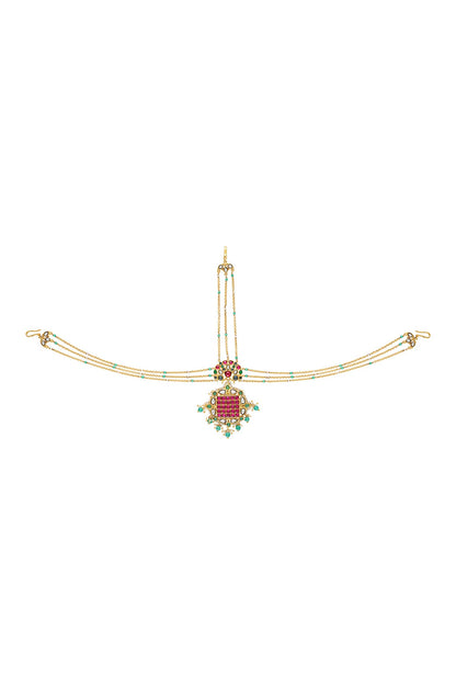 Meher Floral Stone Studded Mathapatti 