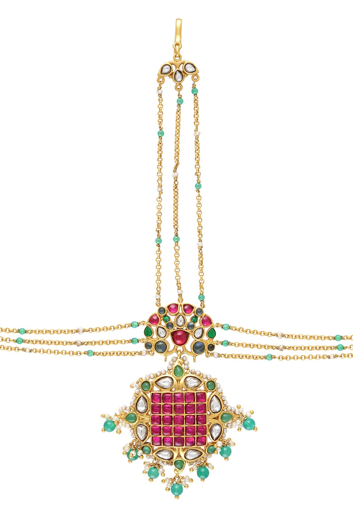 Meher Floral Stone Studded Mathapatti 