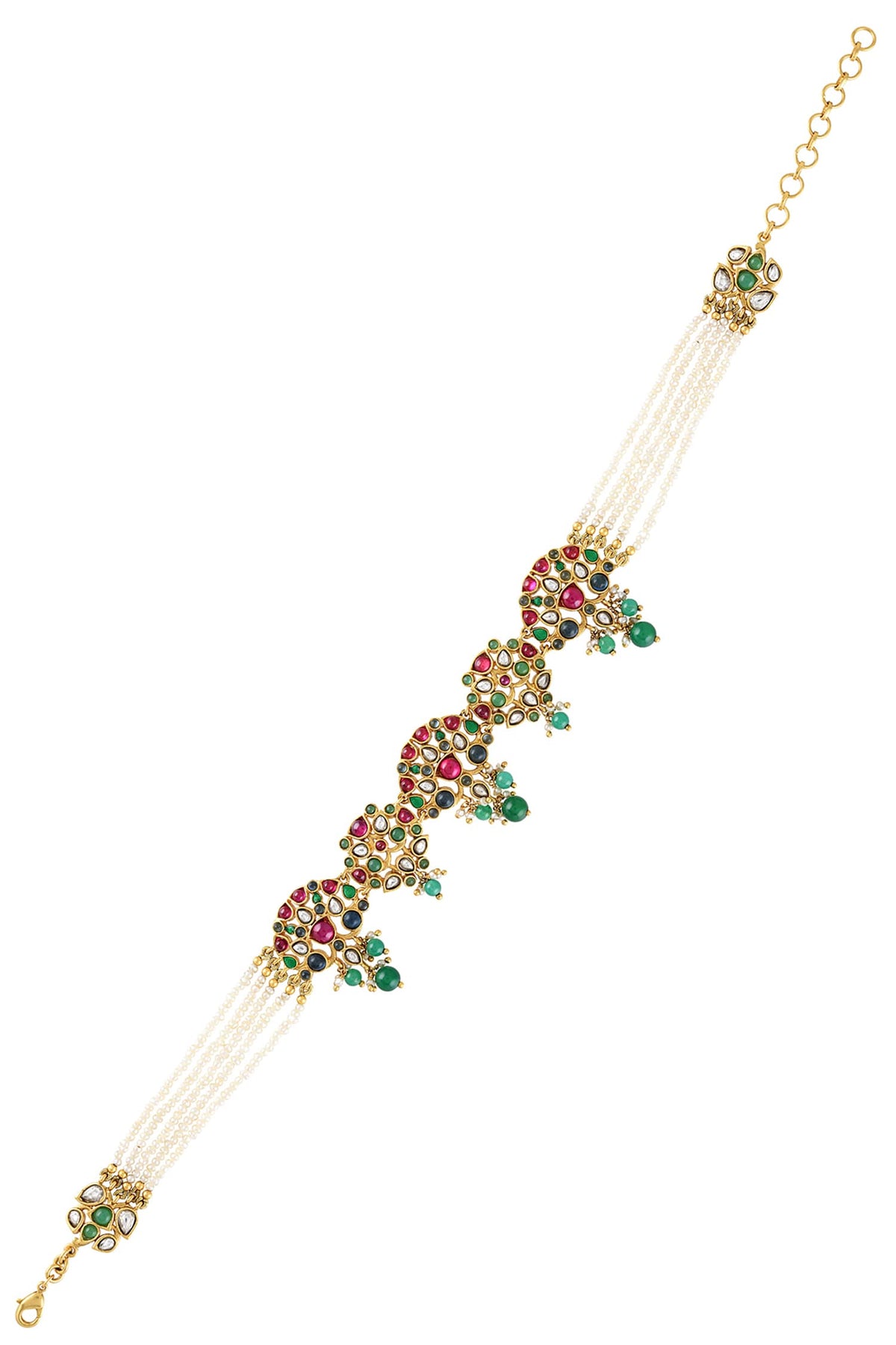 Meher Floral Stone Studded Multi-Strand Choker 