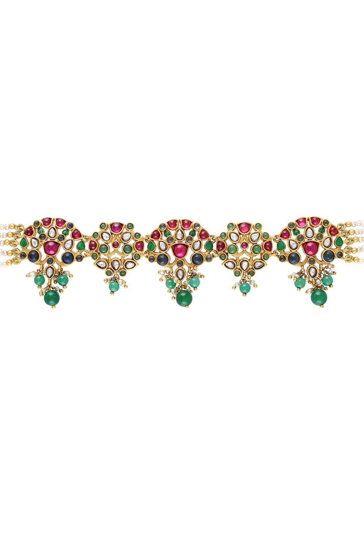 Meher Floral Stone Studded Multi-Strand Choker 