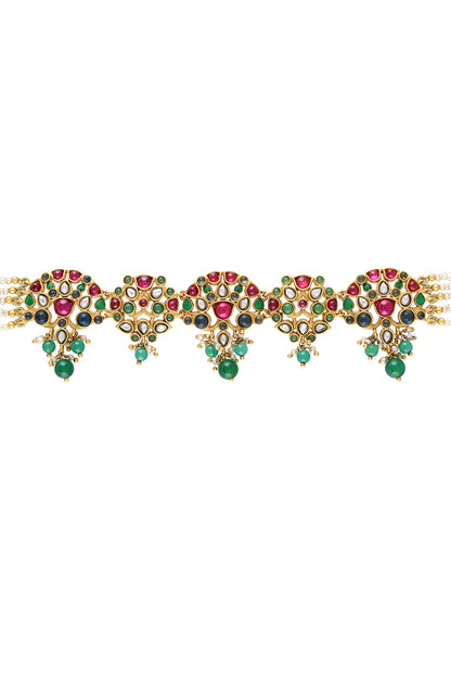 Meher Floral Stone Studded Multi-Strand Choker 