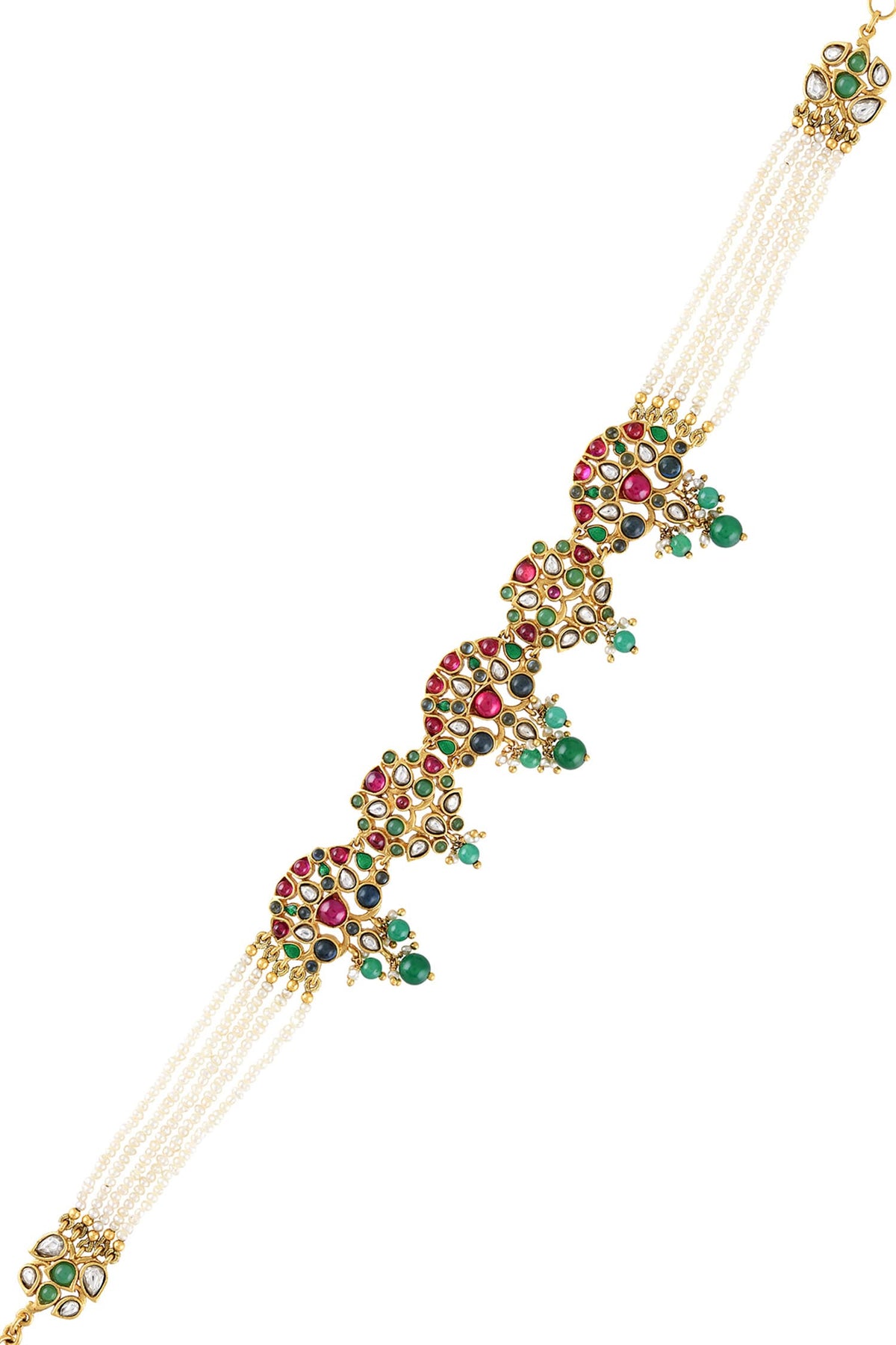 Meher Floral Stone Studded Multi-Strand Choker 