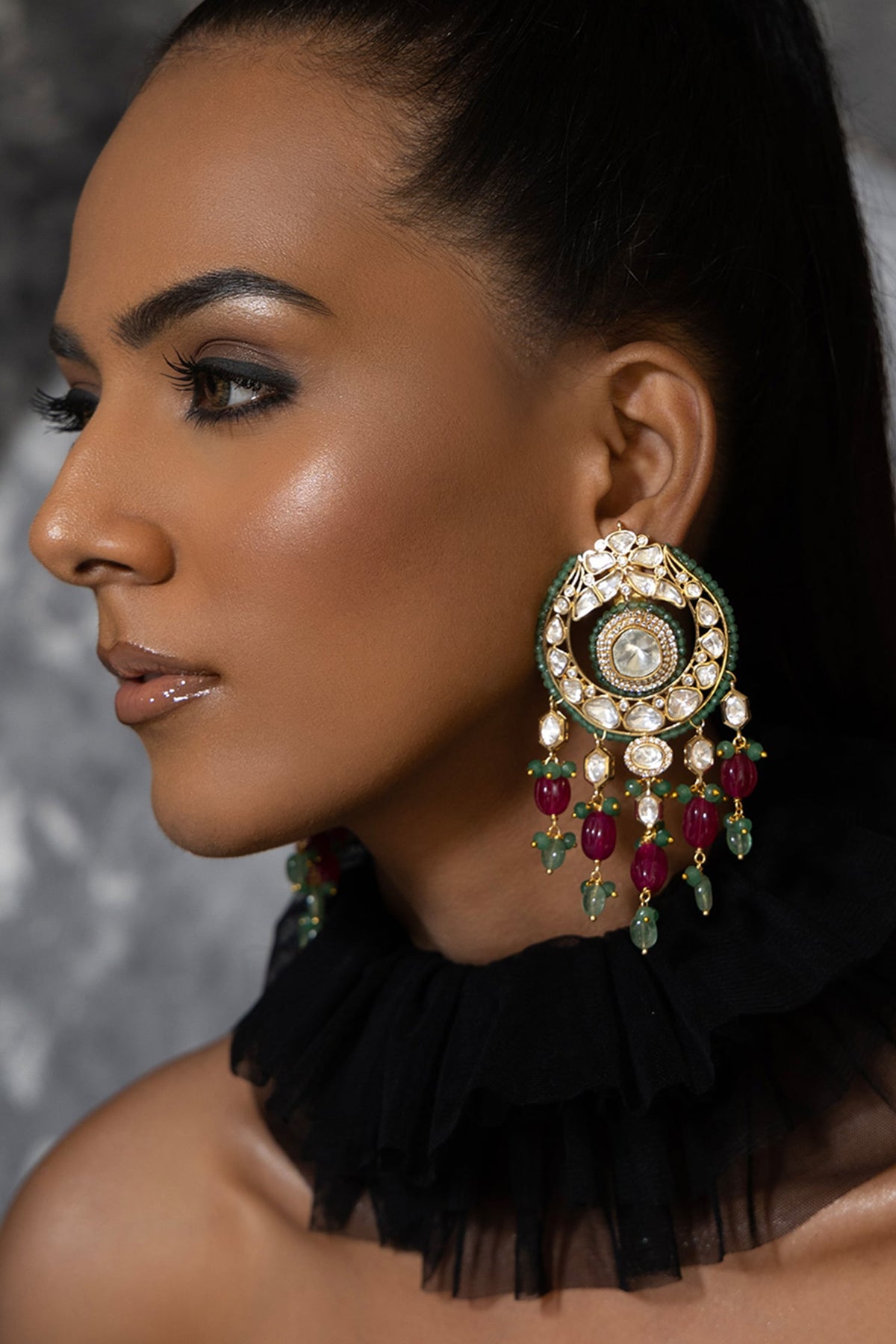 Polki Embellished Drop Earrings 