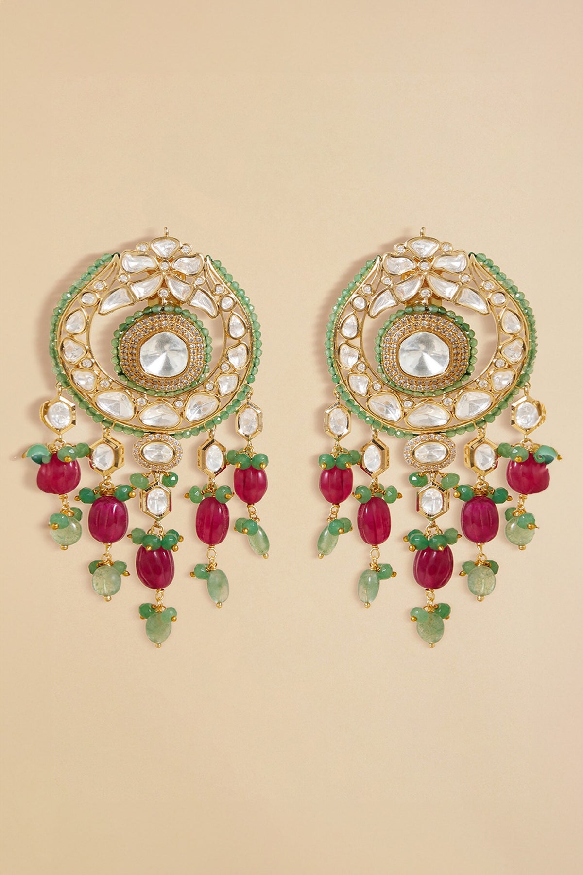 Polki Embellished Drop Earrings 