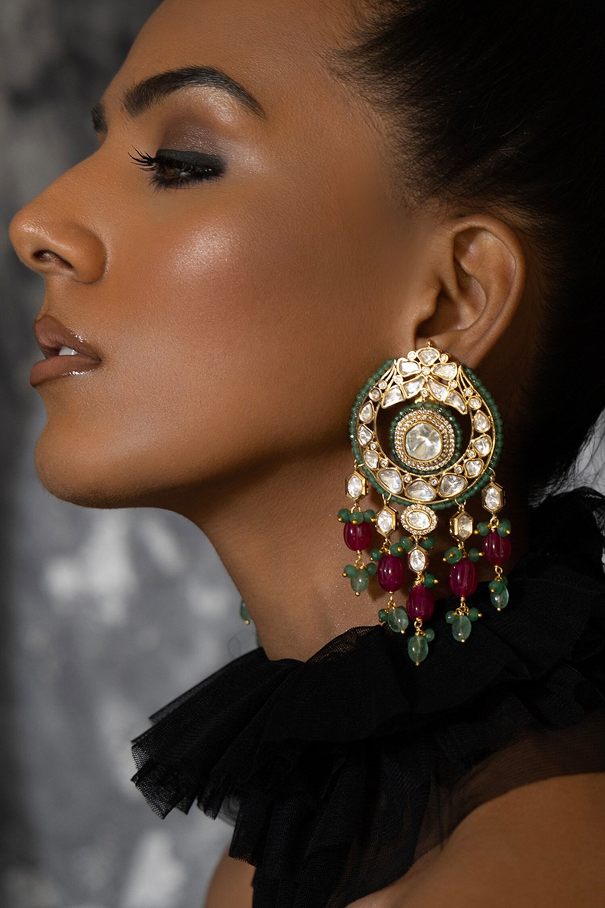 Polki Embellished Drop Earrings 