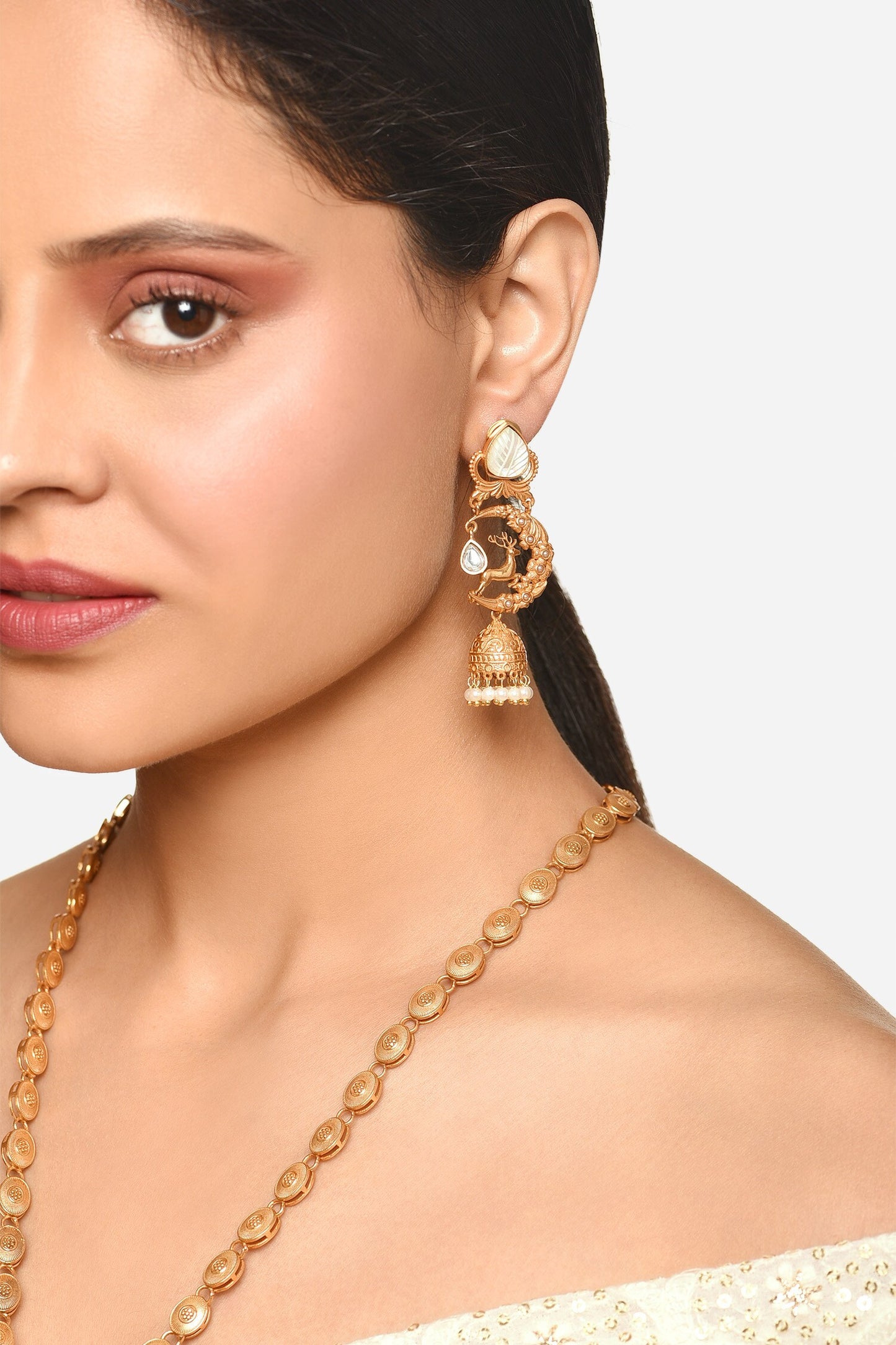 Heer Stone Embellished Necklace & Earrings Set 