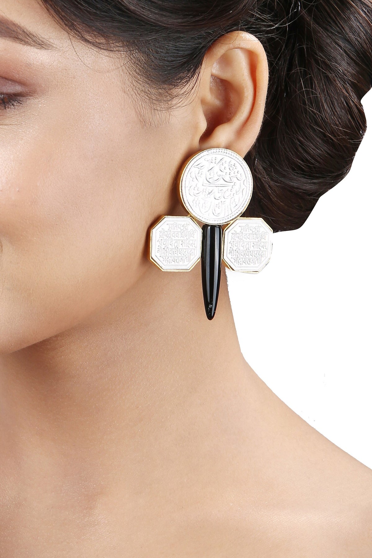 Mudra Carved Earrings 