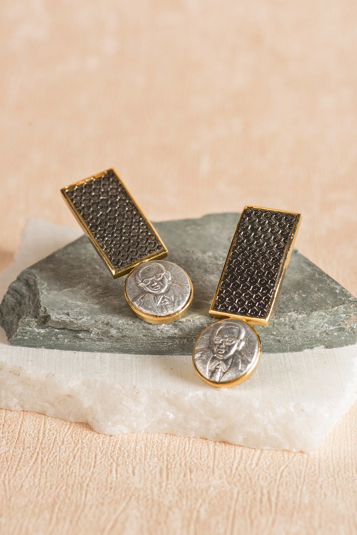 Geometric Carved Earrings 