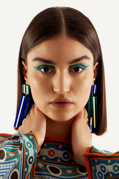 Multi Lane Mismatch Long Earrings 