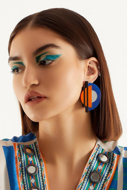Acrylic Semi Circular Earrings 