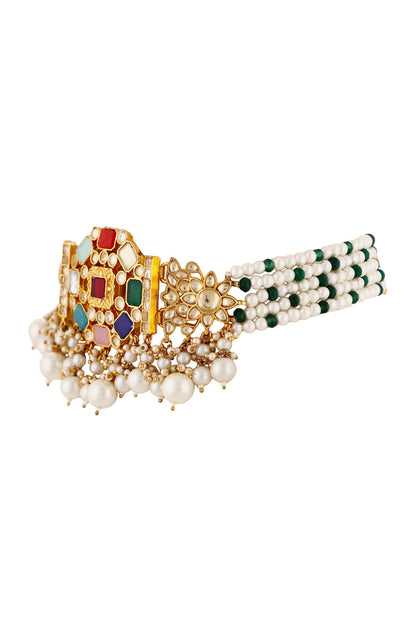 Multi Color Jadtar Stones Choker Set 