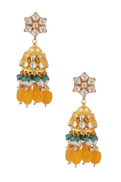 Floral Jadtar Stones Necklace Set 