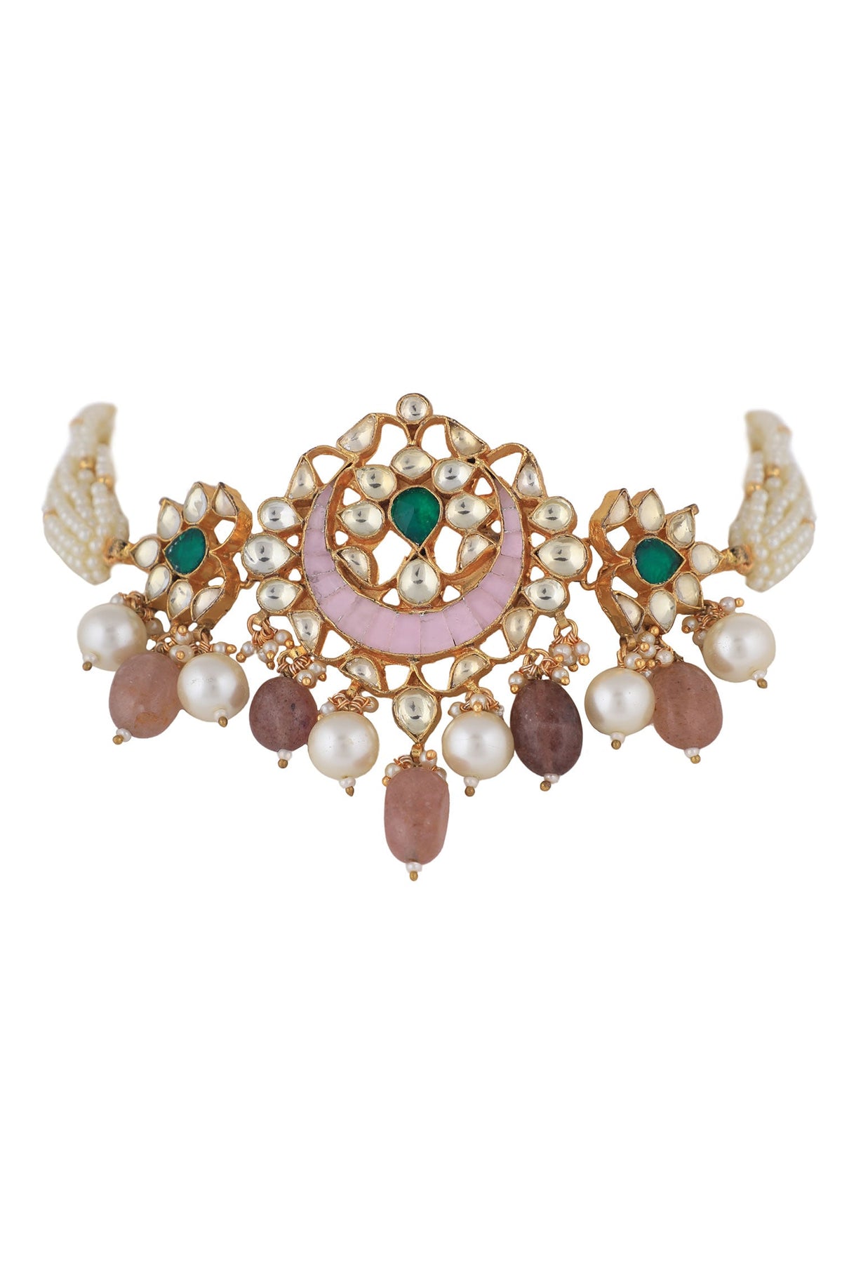 Crescent Stone & Bead Necklace Set 
