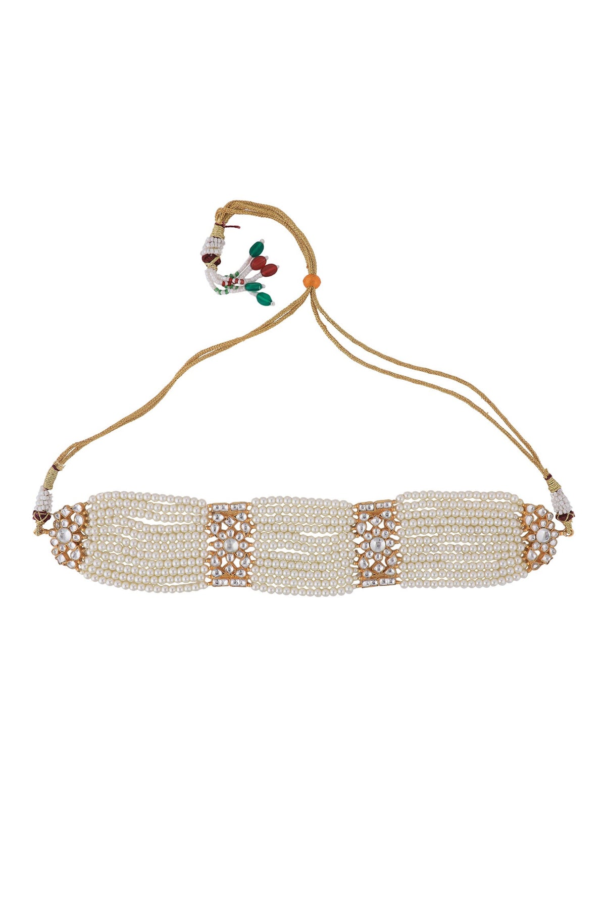 Floral Jadtar Stones Pearl Necklace Set 