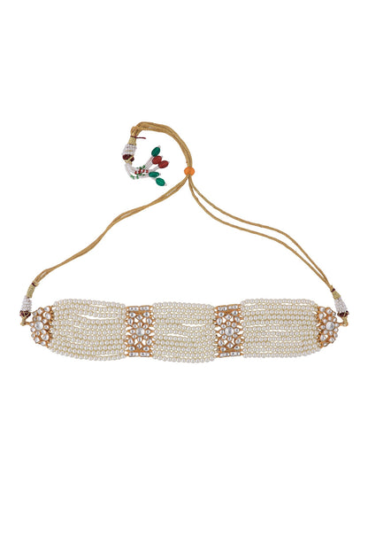 Floral Jadtar Stones Pearl Necklace Set 