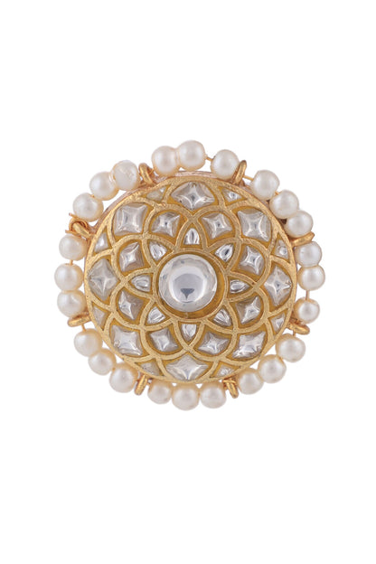 Floral Jadtar Stones Pearl Necklace Set 