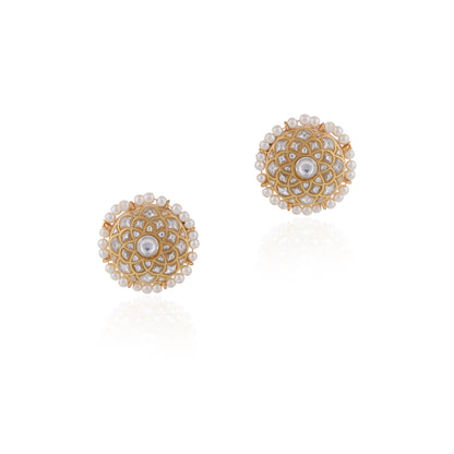 Floral Jadtar Stones Pearl Necklace Set 
