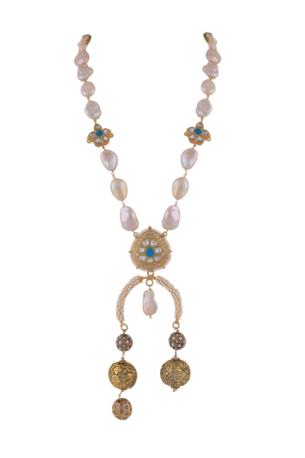 Pearl & Jadtar Stone Necklace Set 