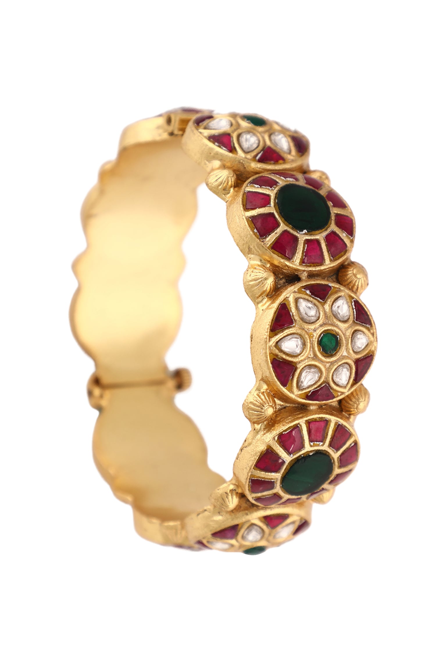 Floral Geometric Jadtar Stone Bangle 
