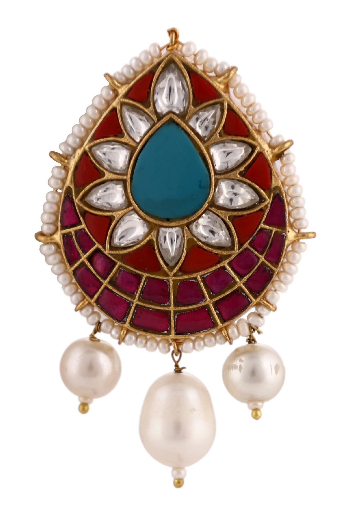 Green Drop Pattern Embellished Brooch 