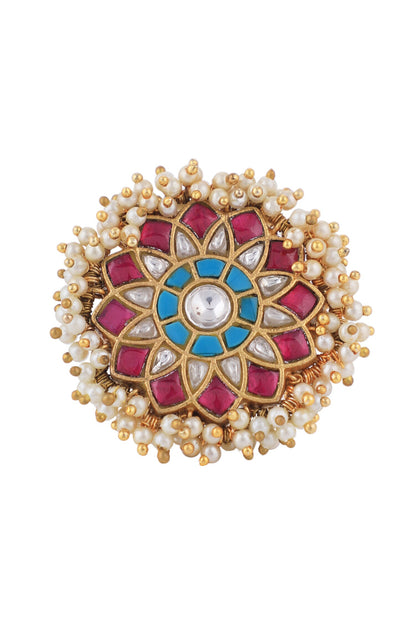 Floral Pattern Embellished Ring 