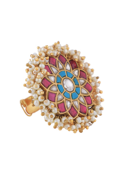 Floral Pattern Embellished Ring 