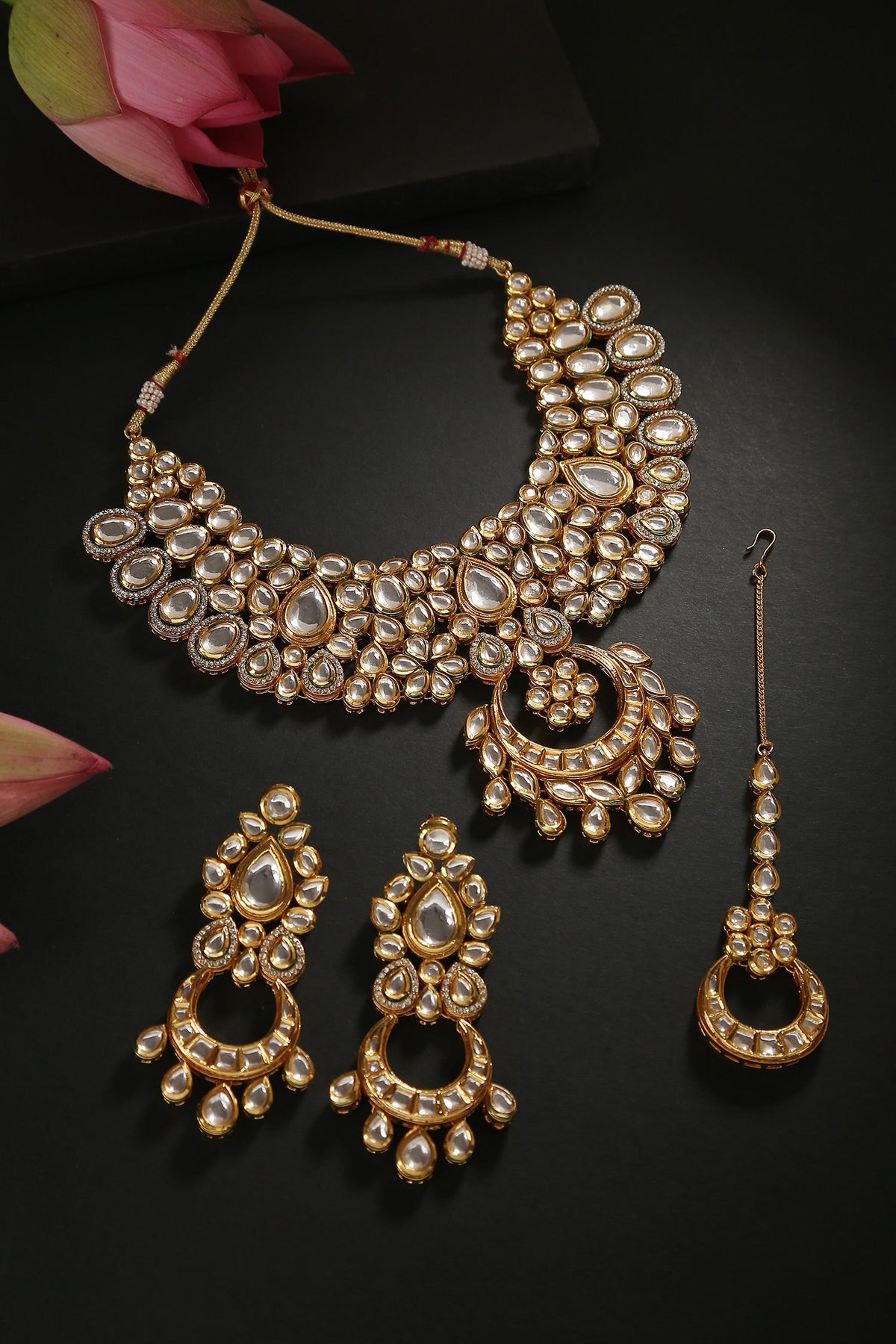 Kundan Bead Pendant Necklace Set 