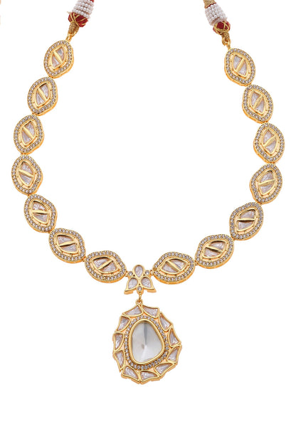 Kundan Polki Long Pendant Necklace Set 