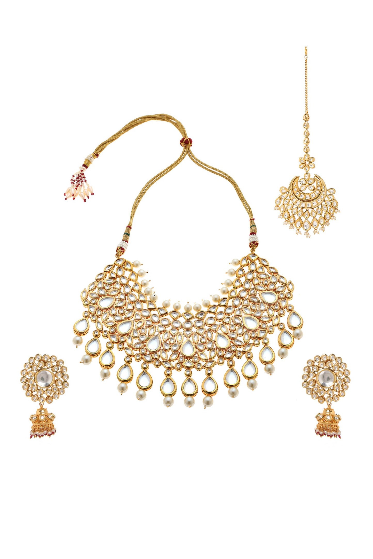 Kundan Pearl Embellished Jewellery Set 