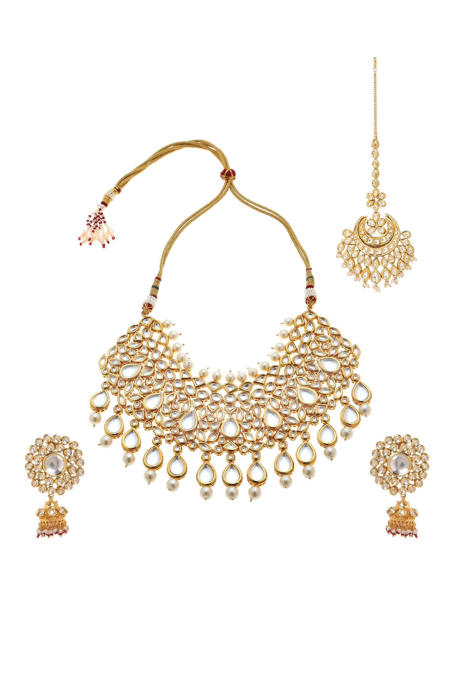 Kundan Pearl Embellished Jewellery Set 