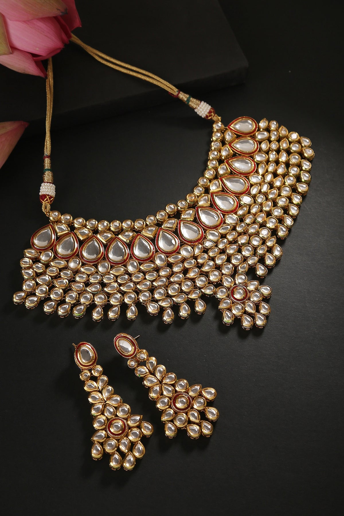 Kundan Tear Drop Necklace Set 