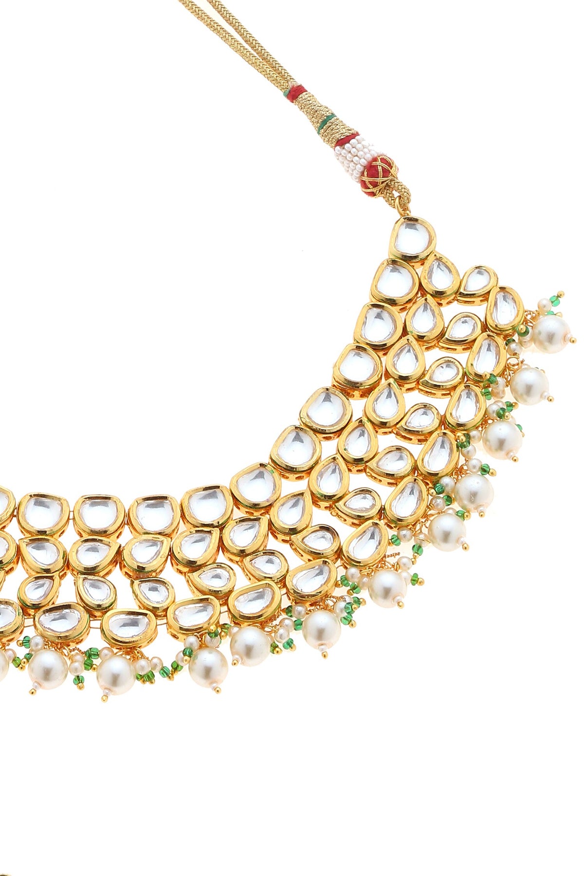 Kundan Pearl Embellished Necklace Set 