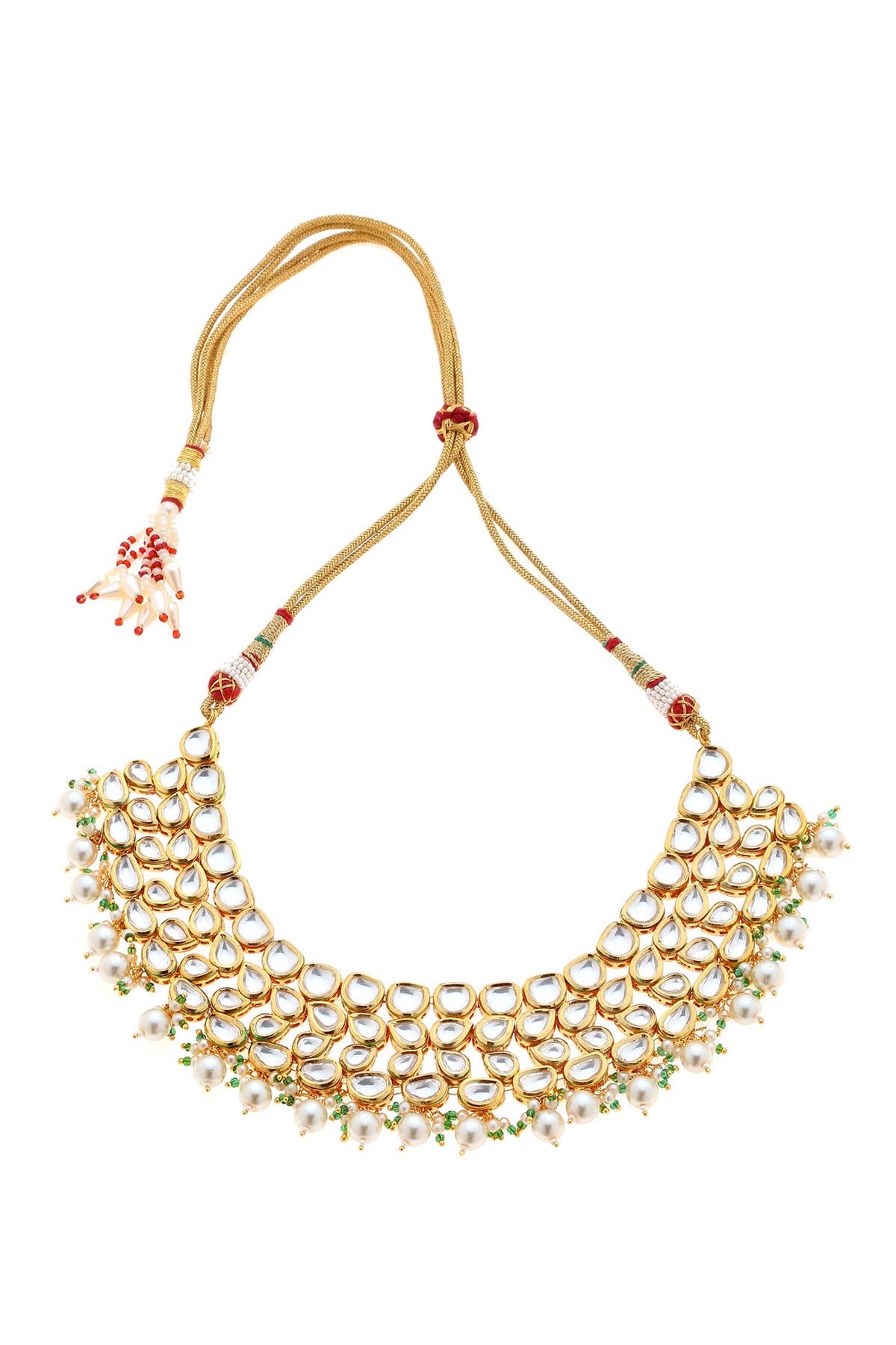Kundan Pearl Embellished Necklace Set 