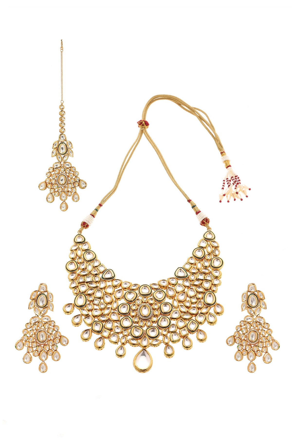 Kundan Stone Embellished Necklace Set 