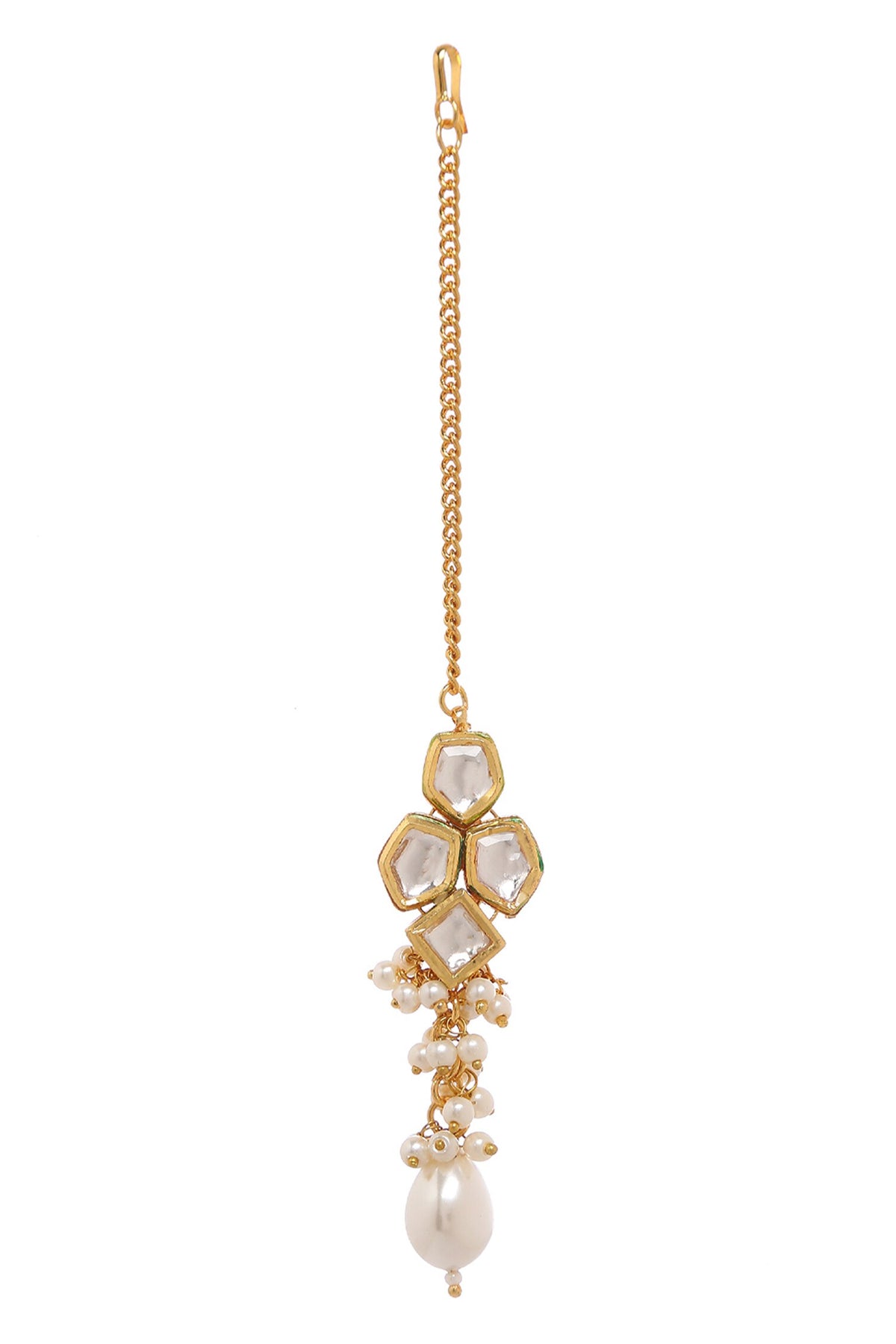 Geometric Pearl & Kundan Necklace Set 