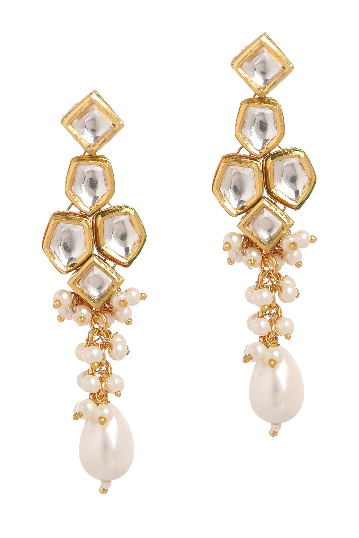 Geometric Pearl & Kundan Necklace Set 