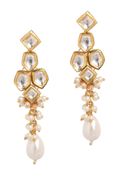 Geometric Pearl & Kundan Necklace Set 