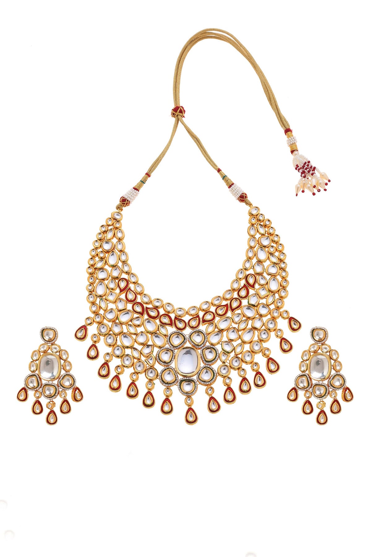 Geometric Kundan Stone Necklace Set 
