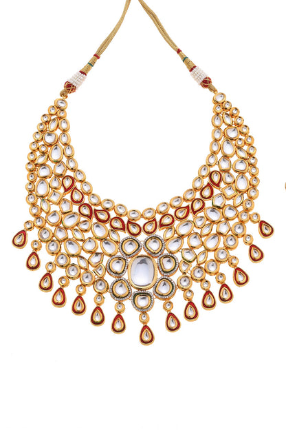 Geometric Kundan Stone Necklace Set 
