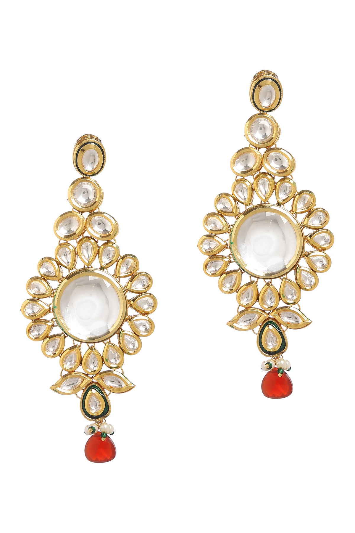 Ruby Red Bead Kundan Necklace Set 
