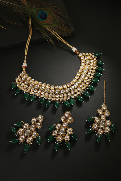 Kundan Bead Drops Necklace Set 