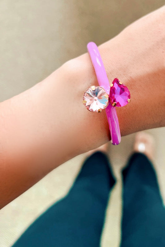 Pink Stone Embellished Adjustable Bracelet 