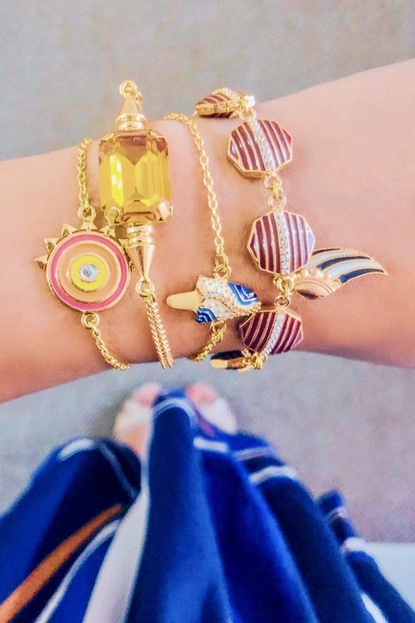 Gold Toned Vanilla Ice Cream Charm Bracelet 
