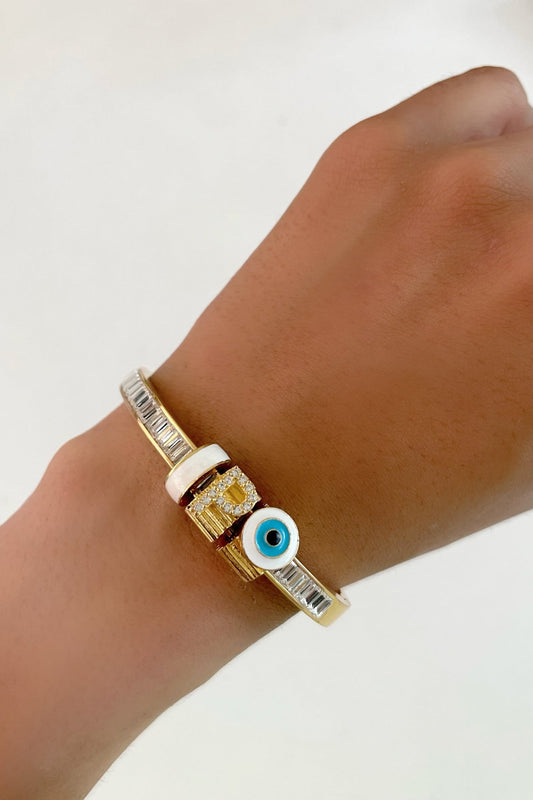 Gold Enamelled Evil Eye Bracelet 