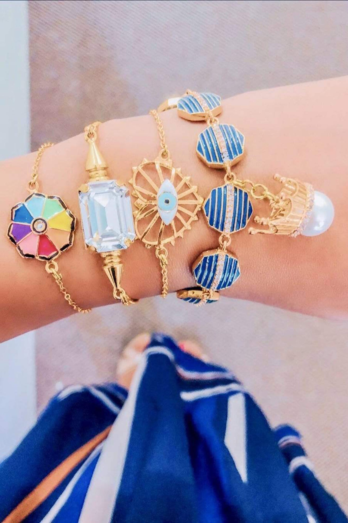 Evil Eye Charm Gold Bracelet 