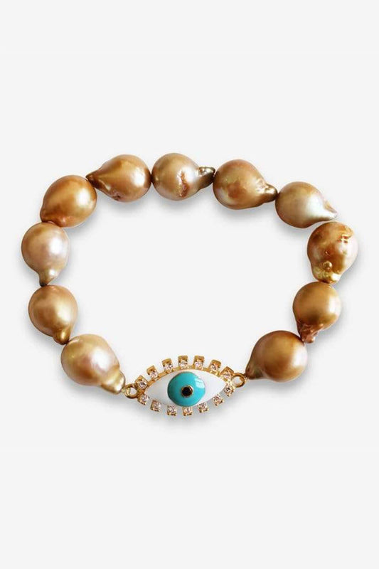 Gold Baroque Evil Eye Charm Bracelet 